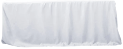 White 8ft Polyester Linen Table Clothes with Floor Drop